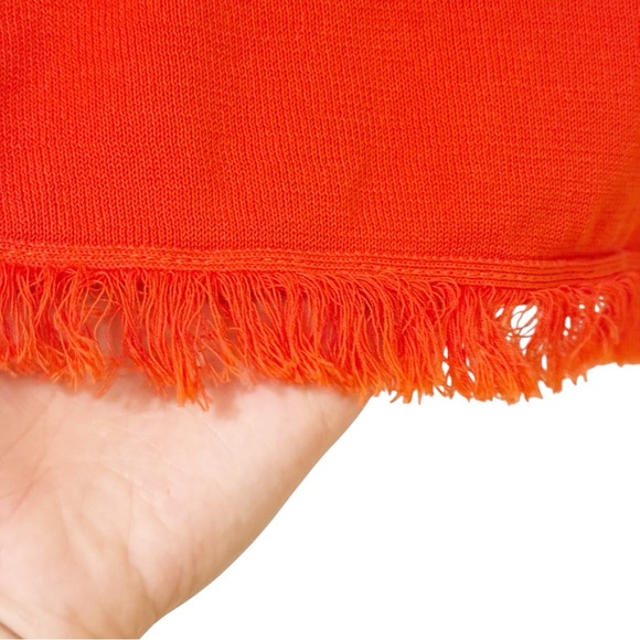 {THML} Orange Puff Sleeve Knit Top with Fringe M - Picture 5 of 6